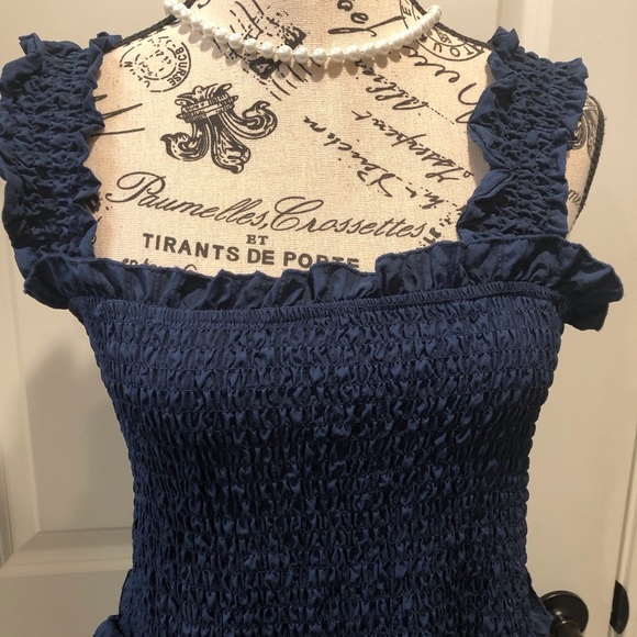 Simply Southern Collection XL Navy Maxi Dress Smocked and Tiered Puffy - Picture 3 of 5